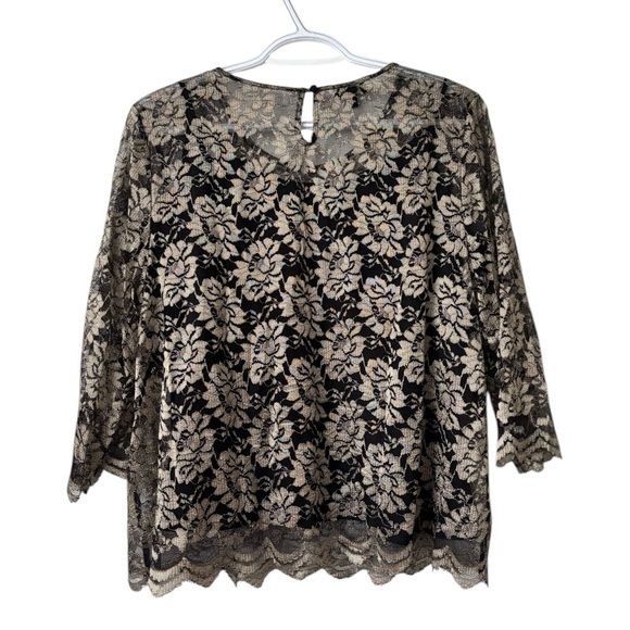 Talbots 2 Pc Black and Gold Lace Blouse - Picture 2 of 7